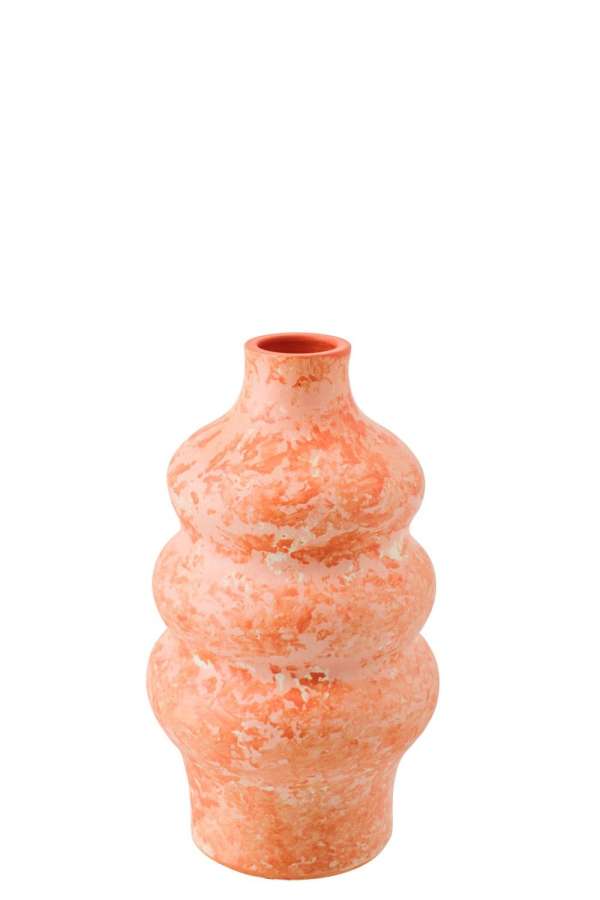 VASE CERAMIC ORANGE/WHITE SMALL