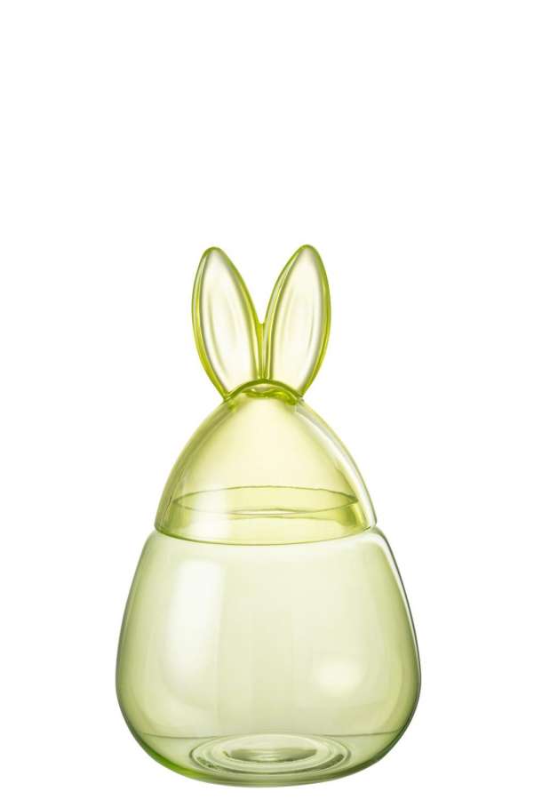 POT RABBIT GLASS GREEN SMALL