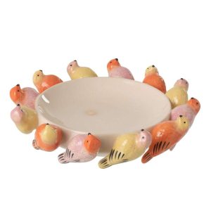 DECORATIVE BOWL BIRD CERAMIC MULTI