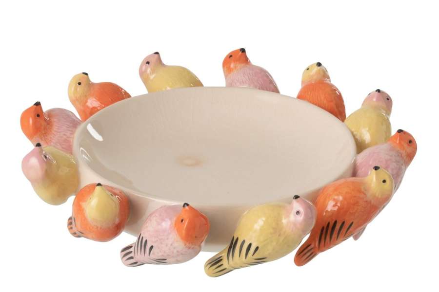 DECORATIVE BOWL BIRD CERAMIC MULTI