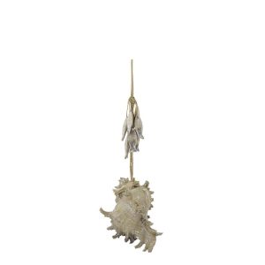 HANGER SHELL WHITEWASH RESIN/ROPE NATURAL