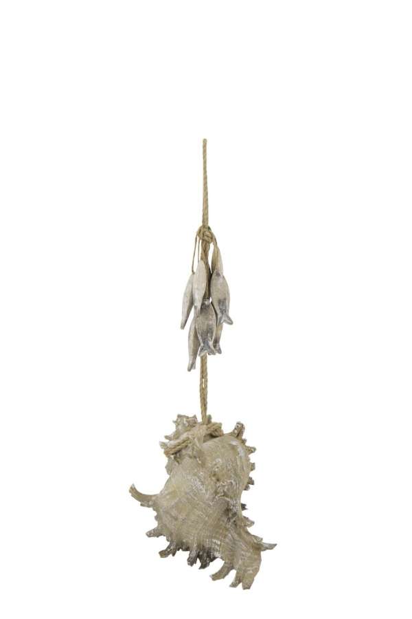 HANGER SHELL WHITEWASH RESIN/ROPE NATURAL