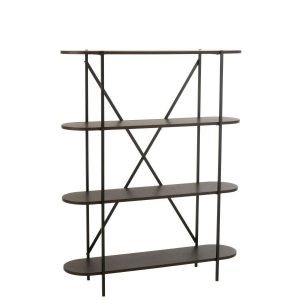 SHELF OVAL MDF/METAL DARK BROWN