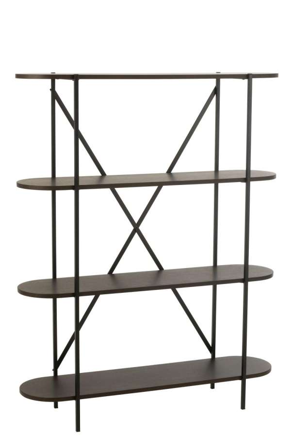 SHELF OVAL MDF/METAL DARK BROWN