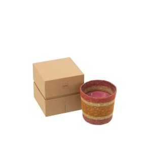 SCENTED CANDLE BASKET WAX BURGUNDY SMALL-45HOURS