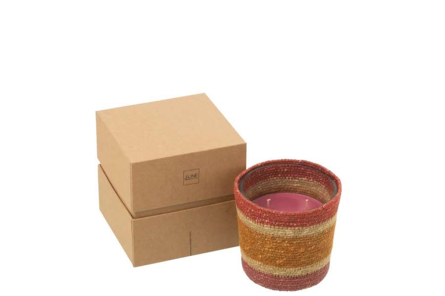 SCENTED CANDLE BASKET WAX BURGUNDY SMALL-45HOURS