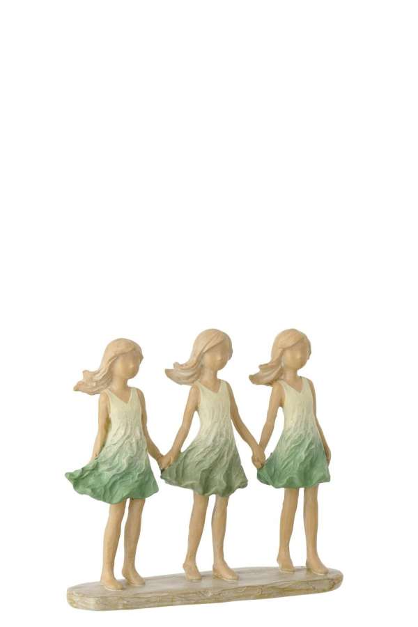 CHILDREN SISTERS POLYRESIN GREEN/ECRU