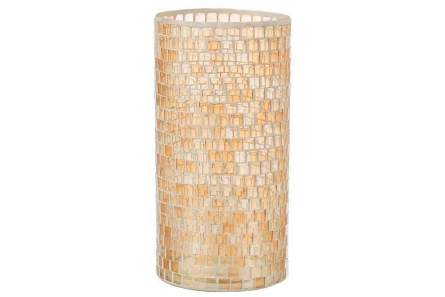VASE MOSAIC ROUND GLASS ORANGE
