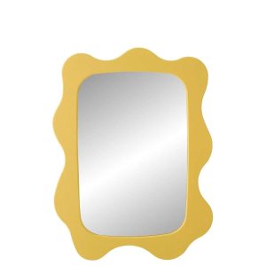 WALL MIRROR WAVES MDF YELLOW