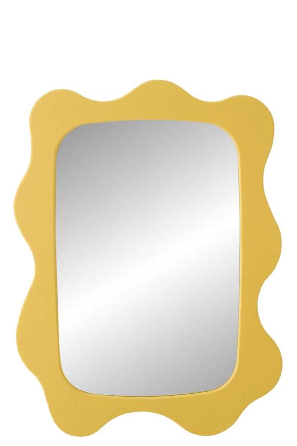 WALL MIRROR WAVES MDF YELLOW