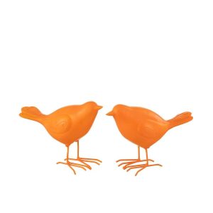 BIRD POLYRESIN ORANGE LARGE ASSORTMENT OF 2
