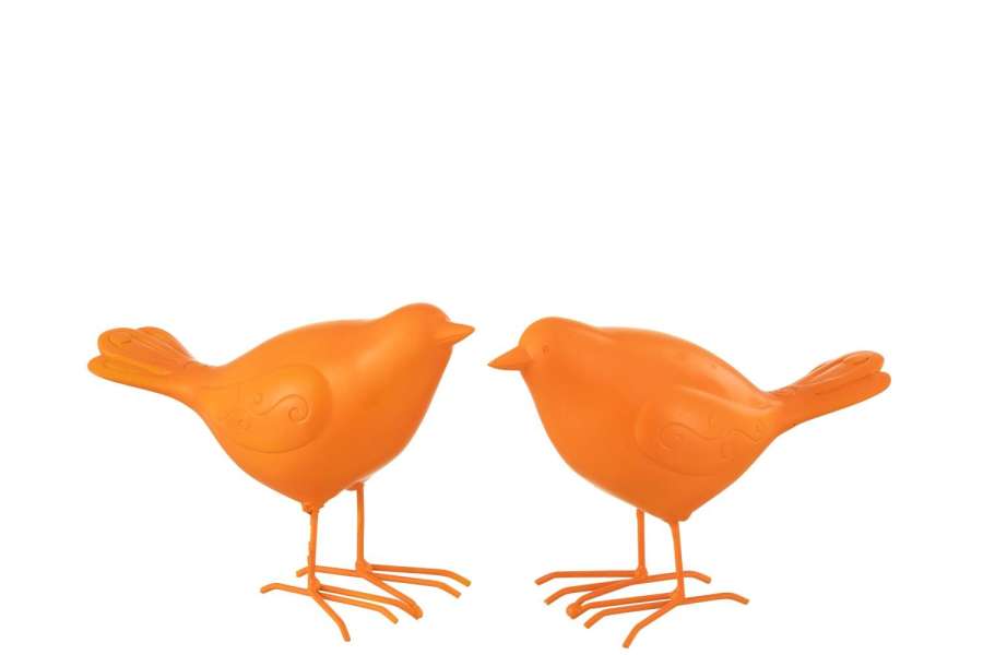 BIRD POLYRESIN ORANGE LARGE ASSORTMENT OF 2