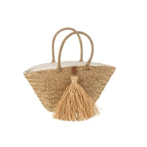 BEACH BAG TASSELS SEAGRASS/RAFFIA NATURAL