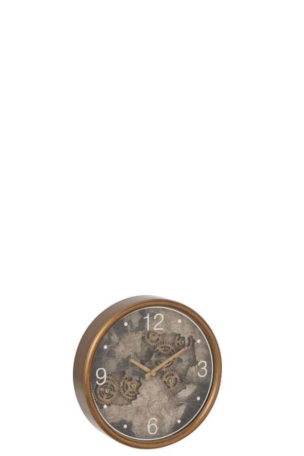 CLOCK EUROPE MAP MDF GOLD SMALL