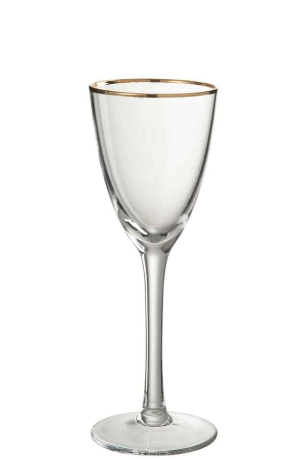 WINE GLASS WHITE WINE GOLDEN BORDER GLASS TRANSPARENT/GOLD