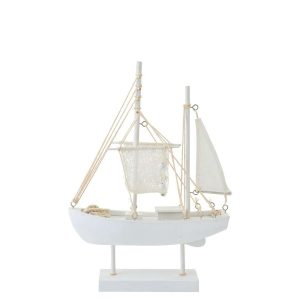 BOAT DECORATIVE MDF/ROPE WHITE
