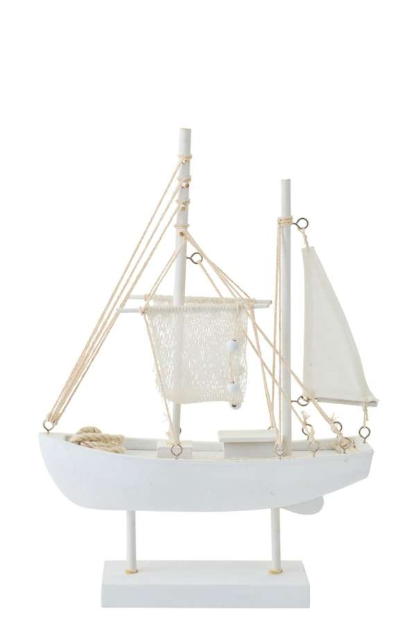 BOAT DECORATIVE MDF/ROPE WHITE