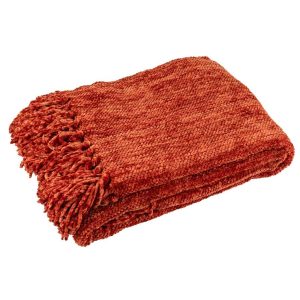 BLANKET CHENILLE POLYESTER RUST BROWN