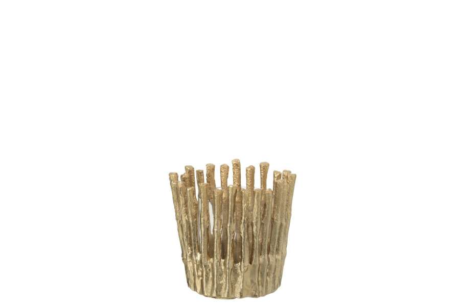CANDLE HOLDER ALUMINIUM GOLD COLORED SMALL