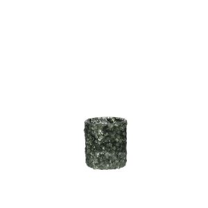 TEALIGHT HOLDER SEQUINS SUGAR MATTE DARK GREEN SMALL