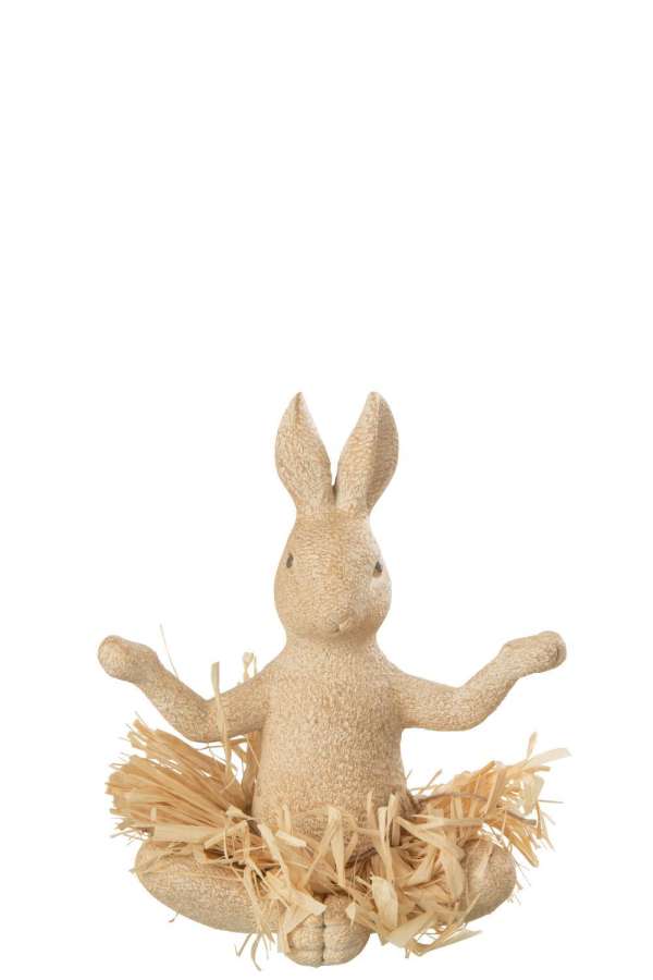 RABBIT SITTING YOGA STONE/RESIN NATURAL