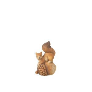 SQUIRREL ON ACORNE PORCELAIN BROWN SMALL