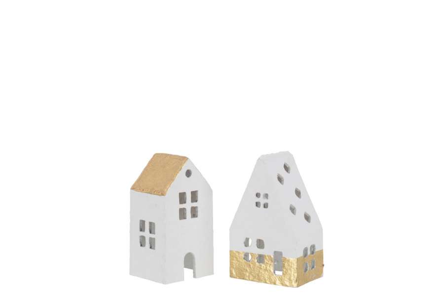 HOUSE COTTON MACHE WHITE WITH GOLD SMALL ASSORTMENT OF 2
