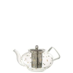 TEAPOT HEART GLASS TRANSPARENT/GOLD