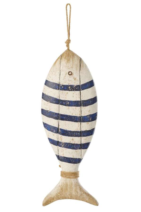 HANGER FISH PAULOWNIA WOOD BLUE/WHITE
