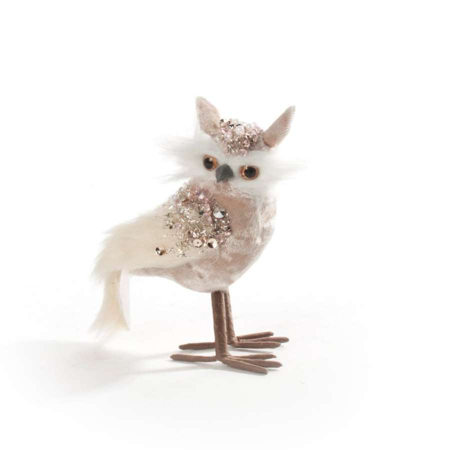 Figur Ugle Fløyel 9X7X11Cm