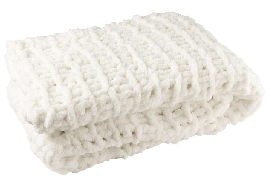 BLANKET KNITTED POLYESTER WHITE