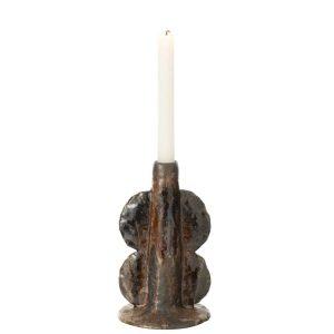 VASE/CANDLEHOLDER NAGA CERAMIC  BROWN/BLACK