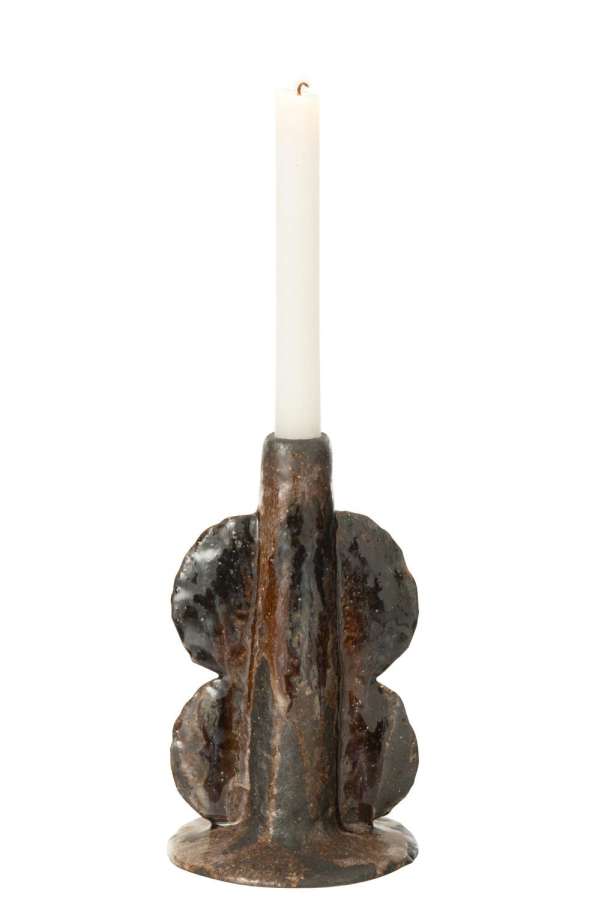VASE/CANDLEHOLDER NAGA CERAMIC  BROWN/BLACK