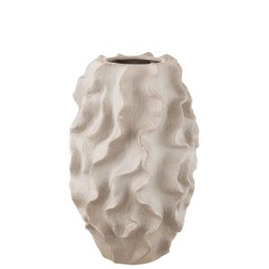 VASE ABSTRACT WAVES CLAY BEIGE LARGE