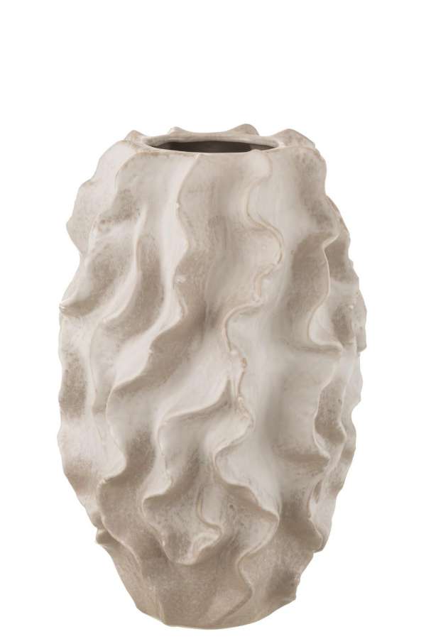 VASE ABSTRACT WAVES CLAY BEIGE LARGE
