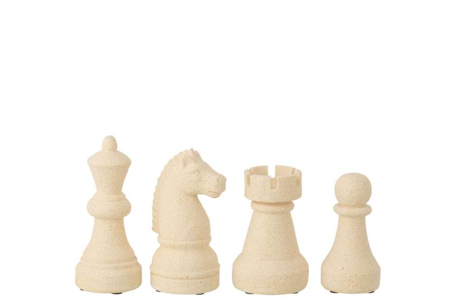 CHESS PIECE POLYRESIN BEIGE SMALL ASSORTMENT OF 4