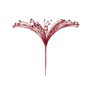 DECORATIVE BRANCH BEADS/IRON CHRISTMAS RED