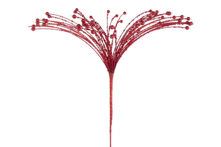 DECORATIVE BRANCH BEADS/IRON CHRISTMAS RED