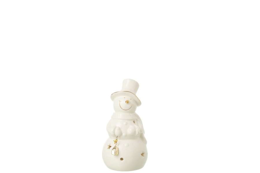 SNOWMAN LED PORCELAIN ECRU SMALL