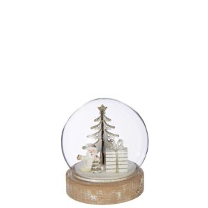 BALL LED SANTA PLYWOOD WHITE/GOLD COLORED