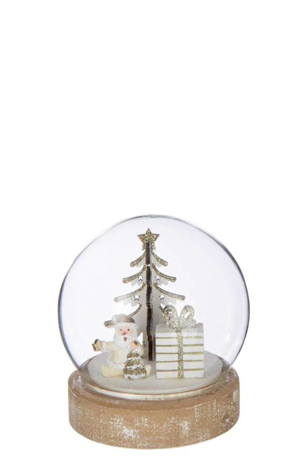 BALL LED SANTA PLYWOOD WHITE/GOLD COLORED