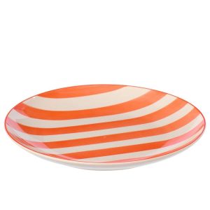 PLATE STRIPED STONEWARE ORANGE/WHITE