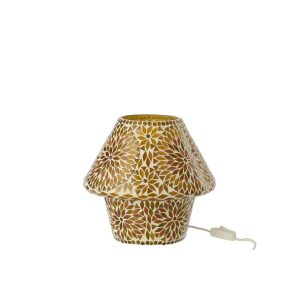 TABLE LAMP MOSAIC GLASS BROWN/DARK ORANGE MEDIUM