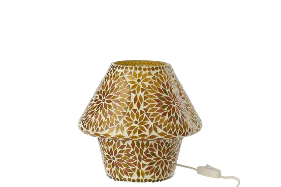TABLE LAMP MOSAIC GLASS BROWN/DARK ORANGE MEDIUM