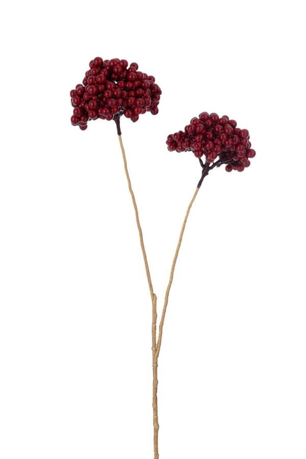 BRANCH 2 FLOWERS BERRIES PLASTIC RED/GOLD
