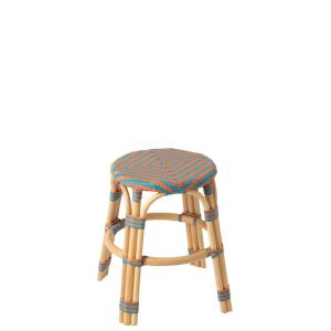 STOOL GEO RATTAN ORANGE/TURQUOISE