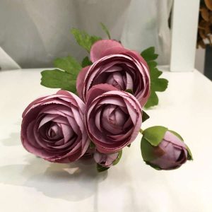 Blomst Rose 5Roser 3Knopper Sart Lilla 8