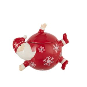 STORAGE JAR SANTA CLAUS DOLOMITE WHITE/RED