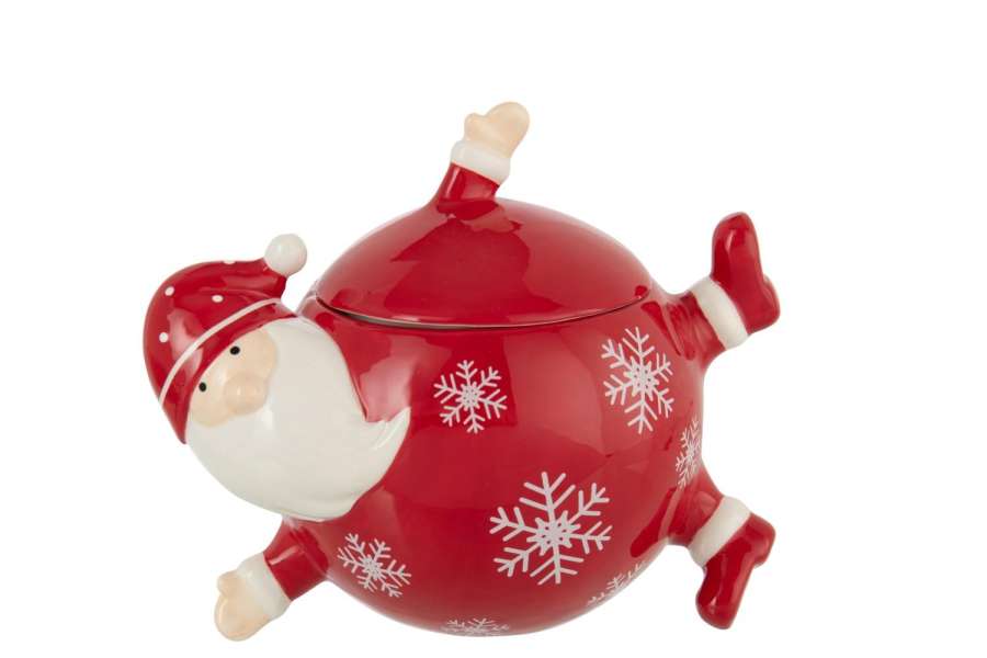 STORAGE JAR SANTA CLAUS DOLOMITE WHITE/RED