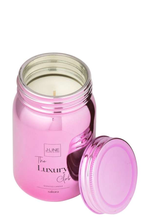 SCENTED CANDLE JAR GLASS PINK-69H